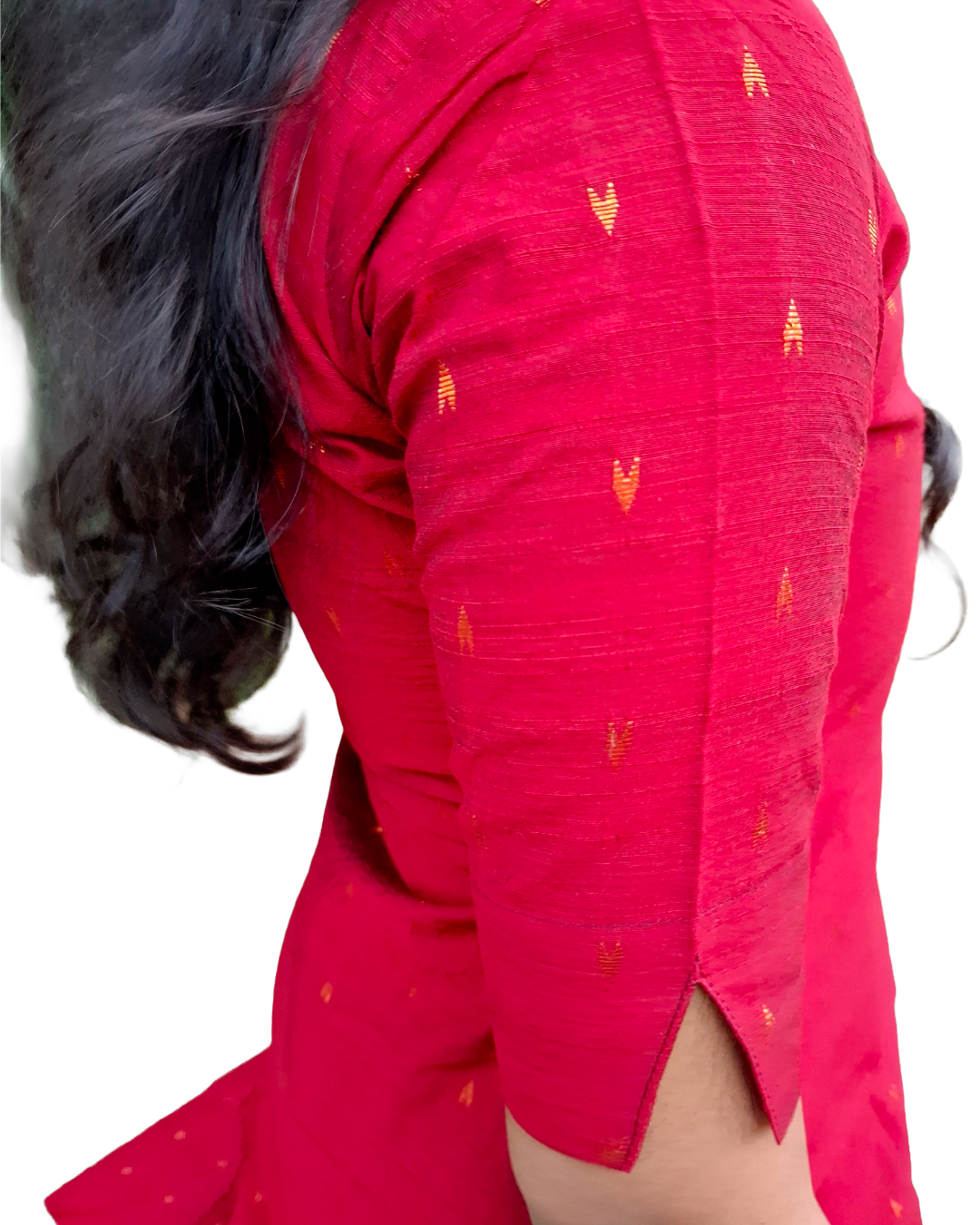 The Crimson Collared Kurti with Gold Detailing