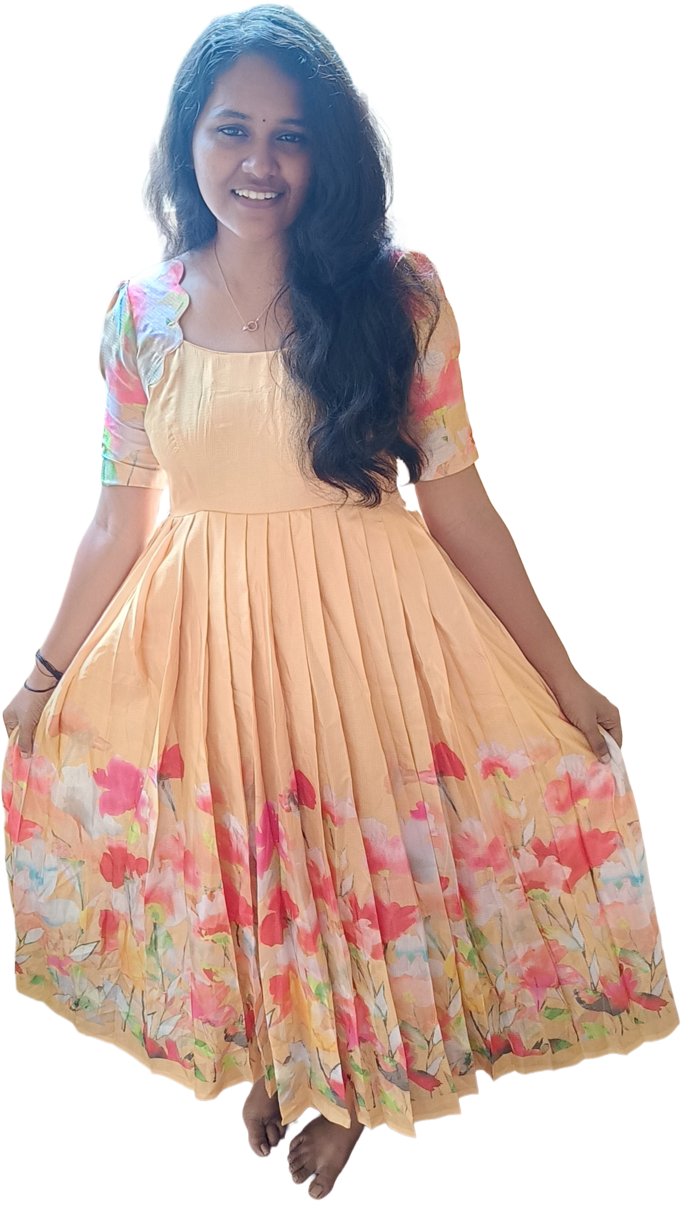 The Peach Blossom Flared Maxi Dress