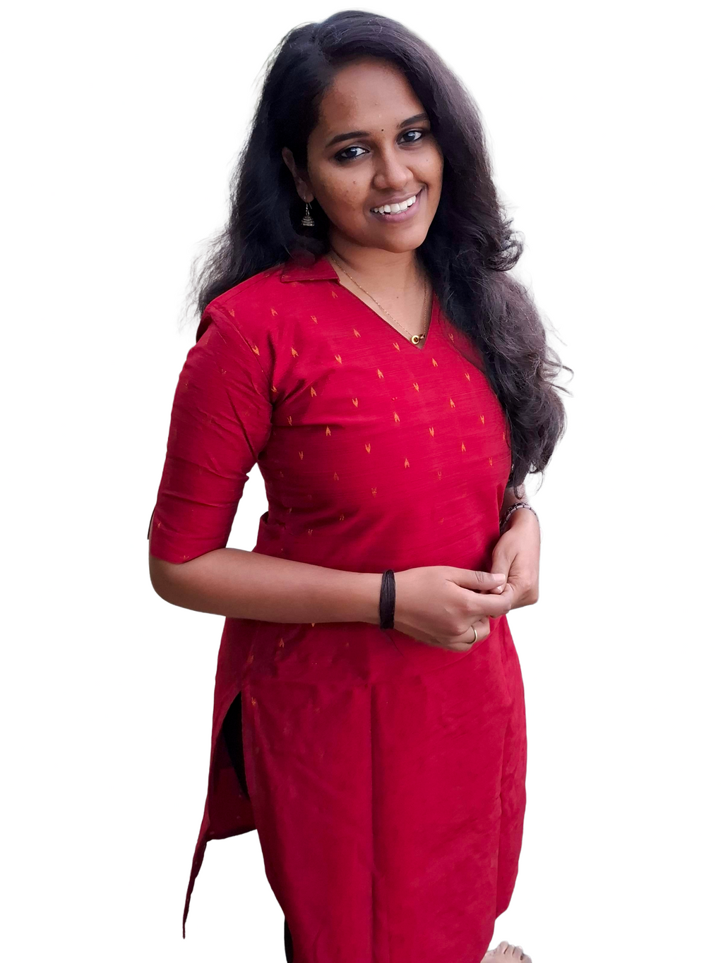 The Crimson Collared Kurti with Gold Detailing