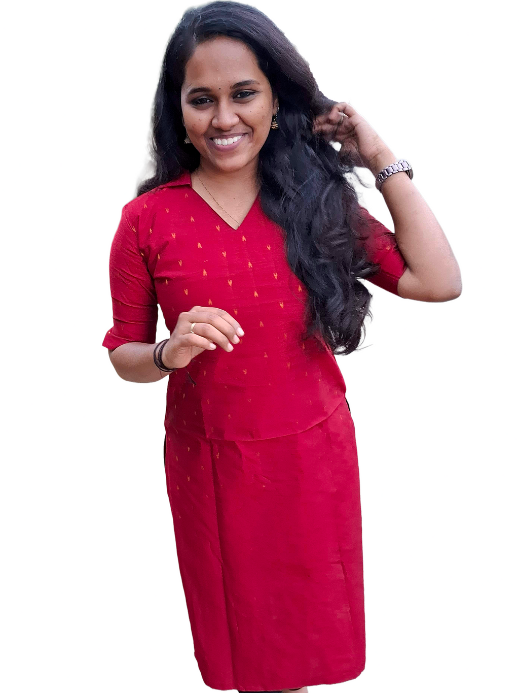 The Crimson Collared Kurti with Gold Detailing