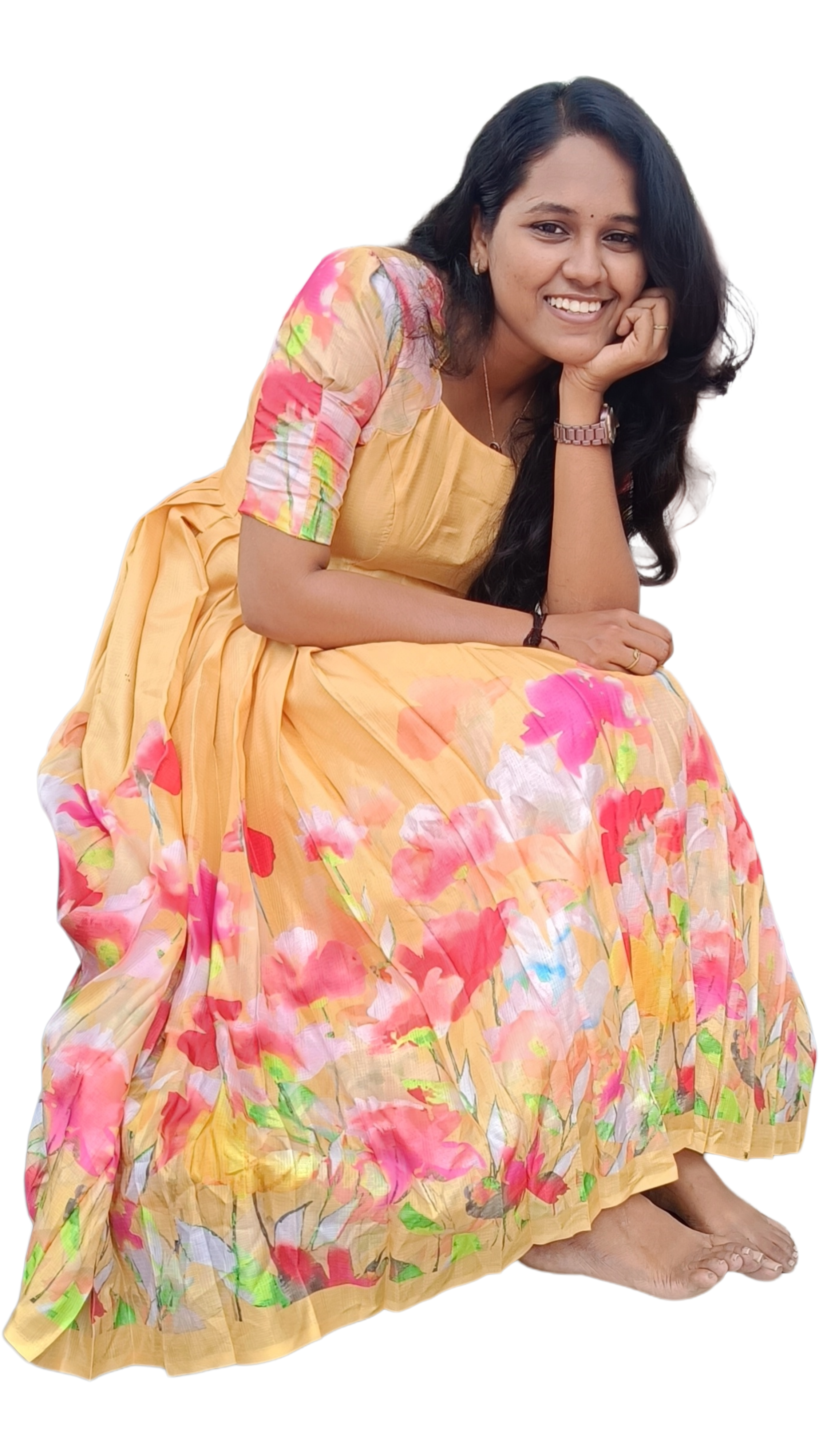 The Peach Blossom Flared Maxi Dress