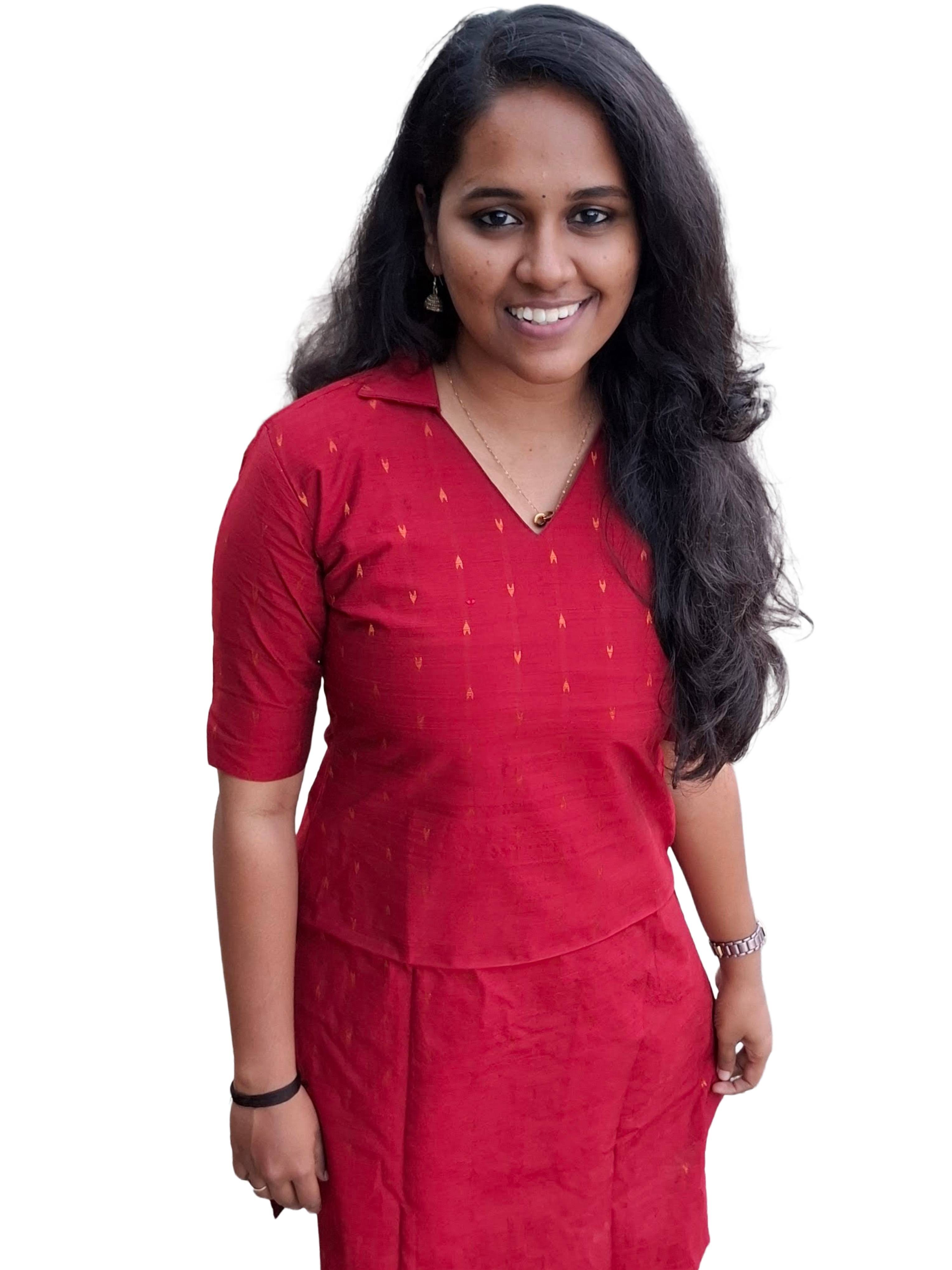 The Crimson Collared Kurti with Gold Detailing